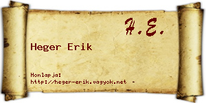 Heger Erik névjegykártya